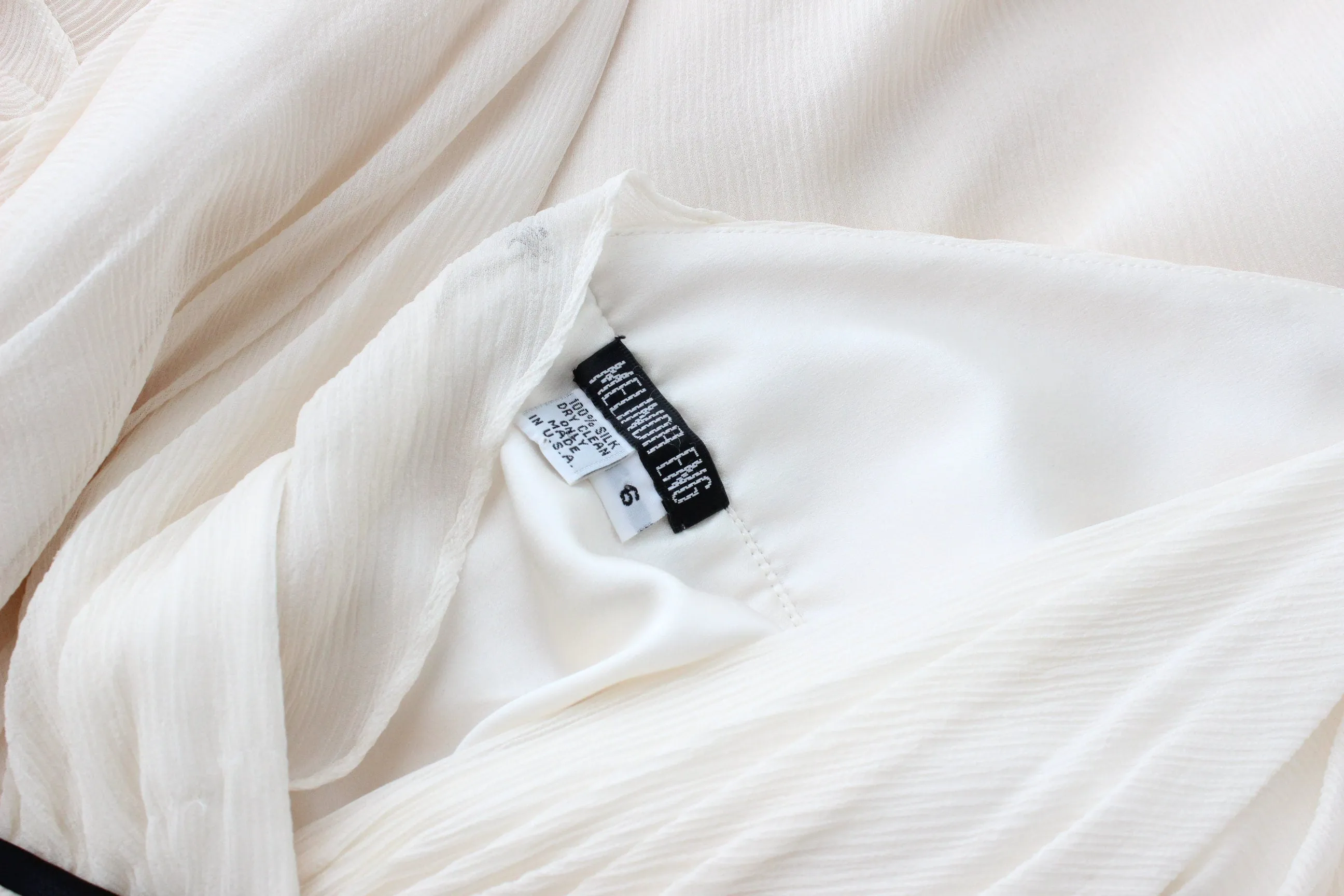 1990s Melinda Eng Romantic Cascading Silk Ruffle Wedding Gown
