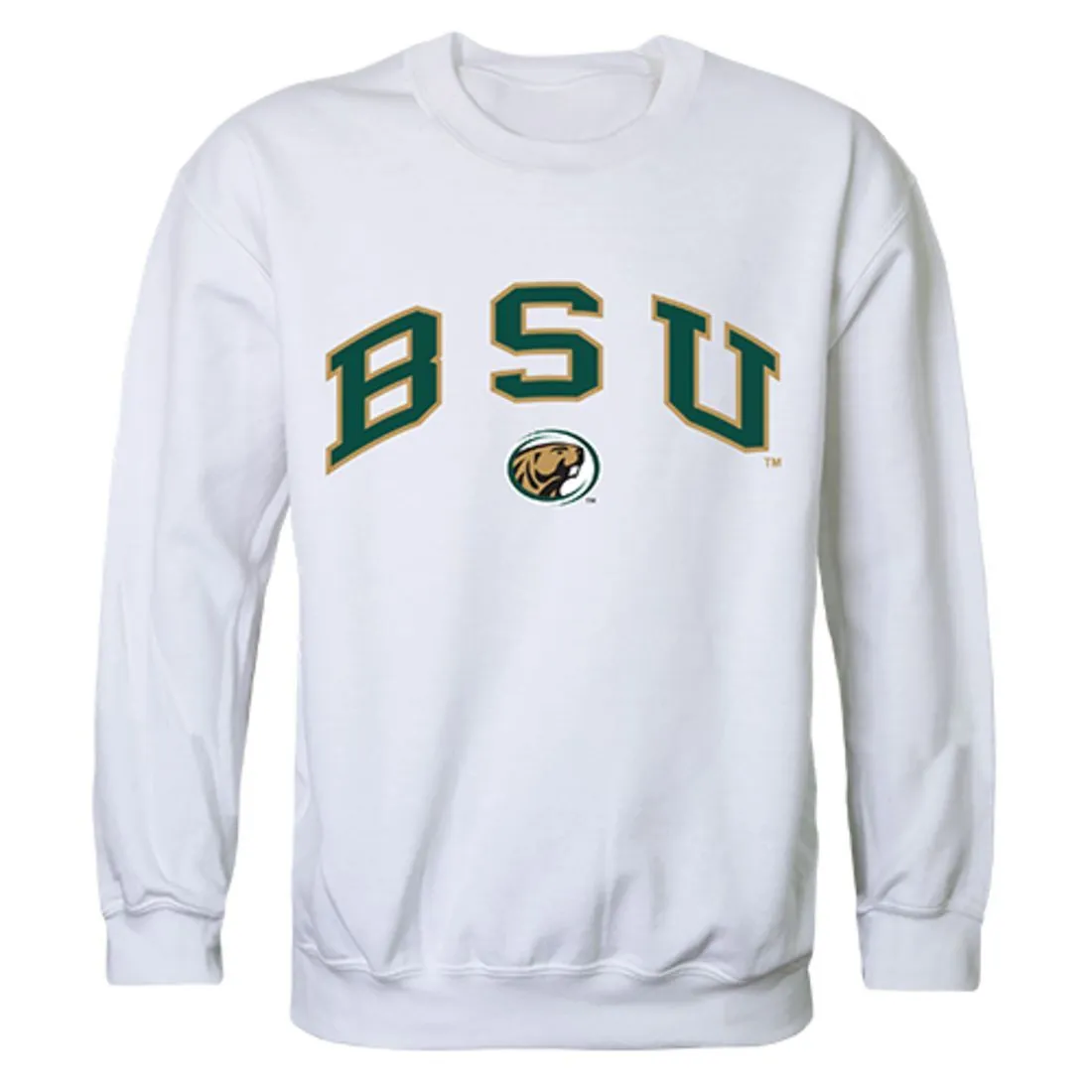 BSU Bemidji State University Campus Crewneck Pullover Sweatshirt Sweater White