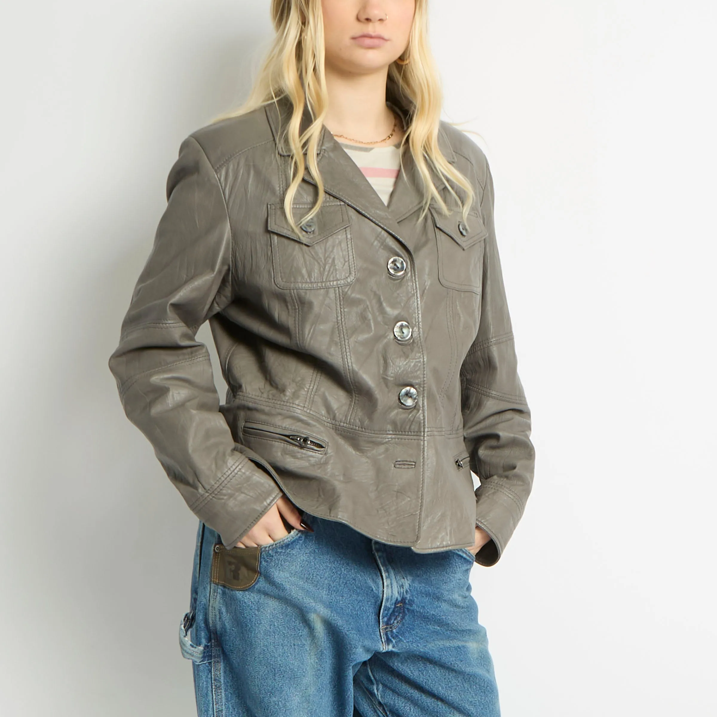 Button Up Blazer With Pockets - UK 12