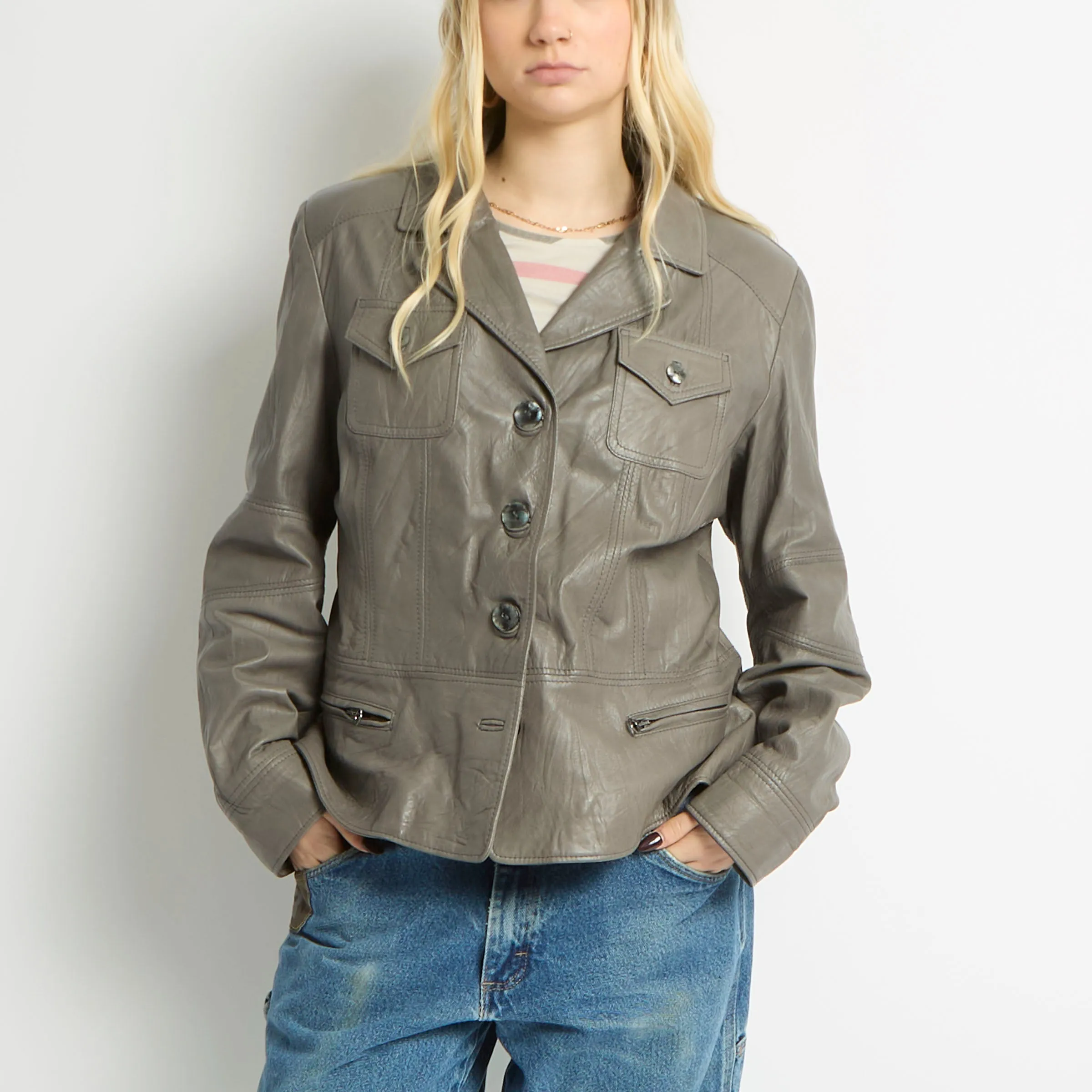 Button Up Blazer With Pockets - UK 12