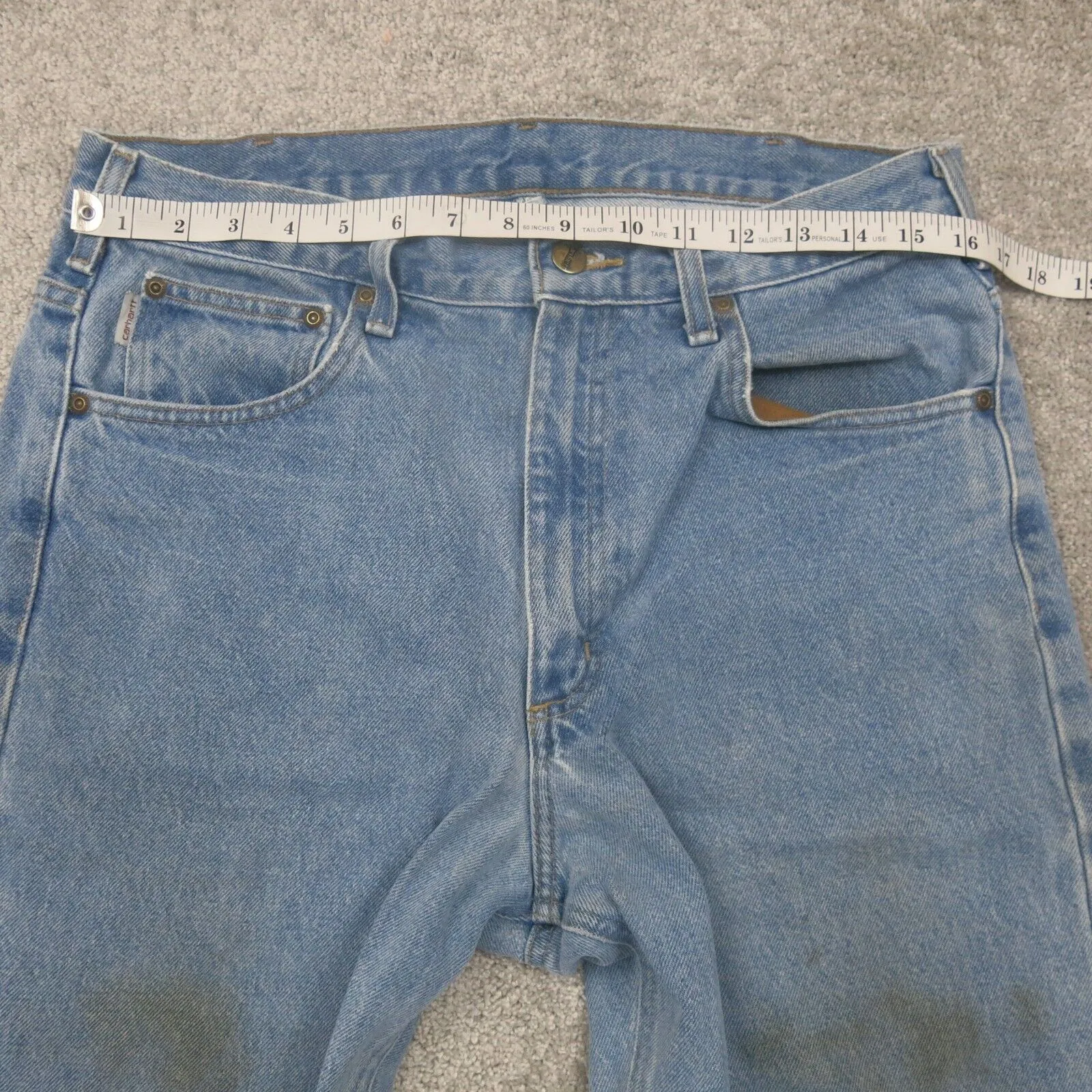 Carhartt Mens Jeans Straight Leg High Rise 100% Cotton Pockets Blue Size W33xL36
