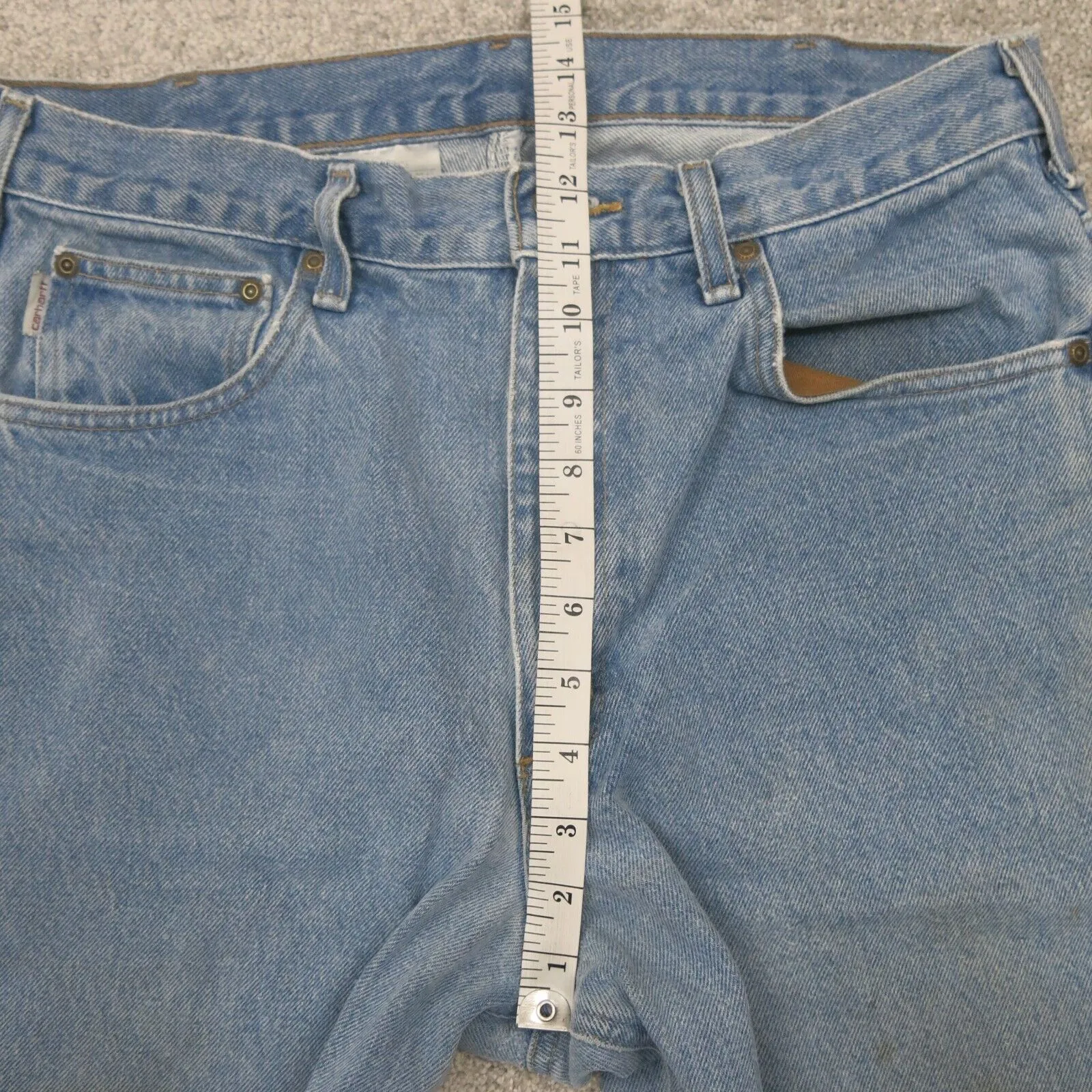 Carhartt Mens Jeans Straight Leg High Rise 100% Cotton Pockets Blue Size W33xL36