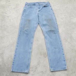 Carhartt Mens Jeans Straight Leg High Rise 100% Cotton Pockets Blue Size W33xL36