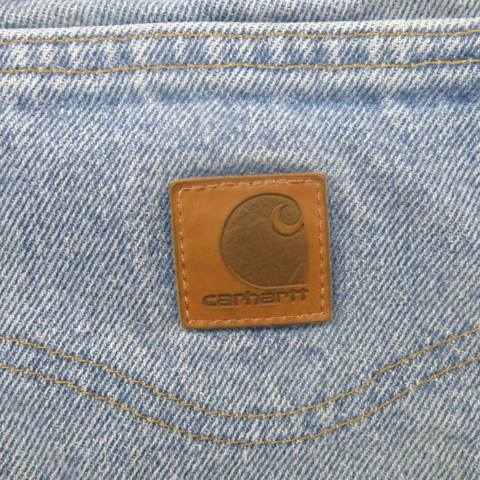 Carhartt Mens Jeans Straight Leg High Rise 100% Cotton Pockets Blue Size W33xL36