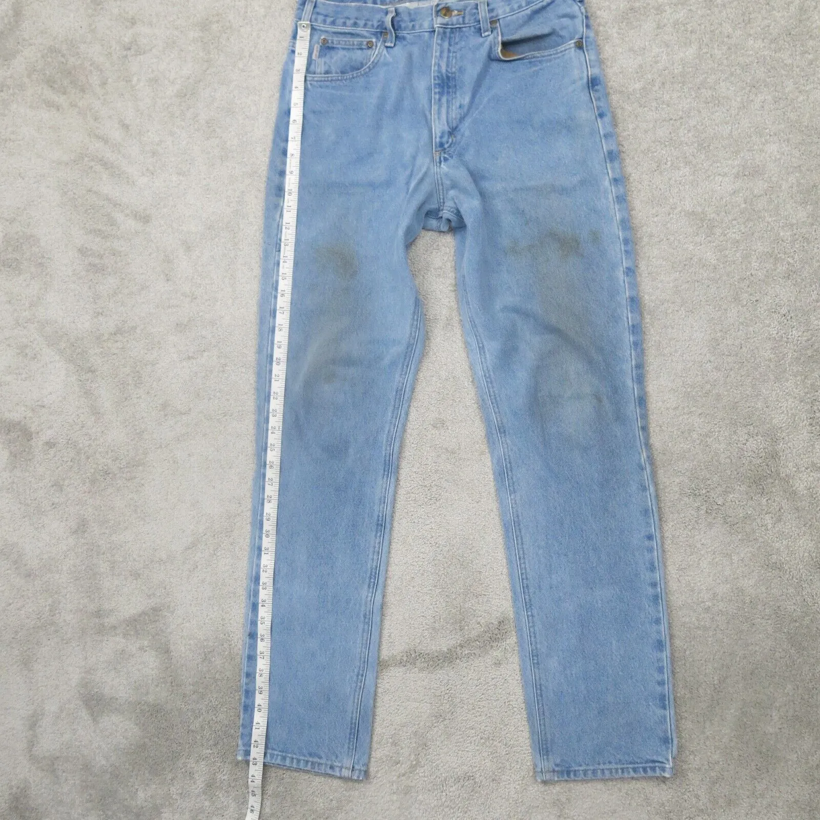 Carhartt Mens Jeans Straight Leg High Rise 100% Cotton Pockets Blue Size W33xL36