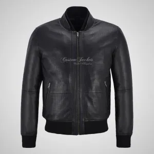 CLARINGTON Perforated Leather Bomber Jacket Soft Leather