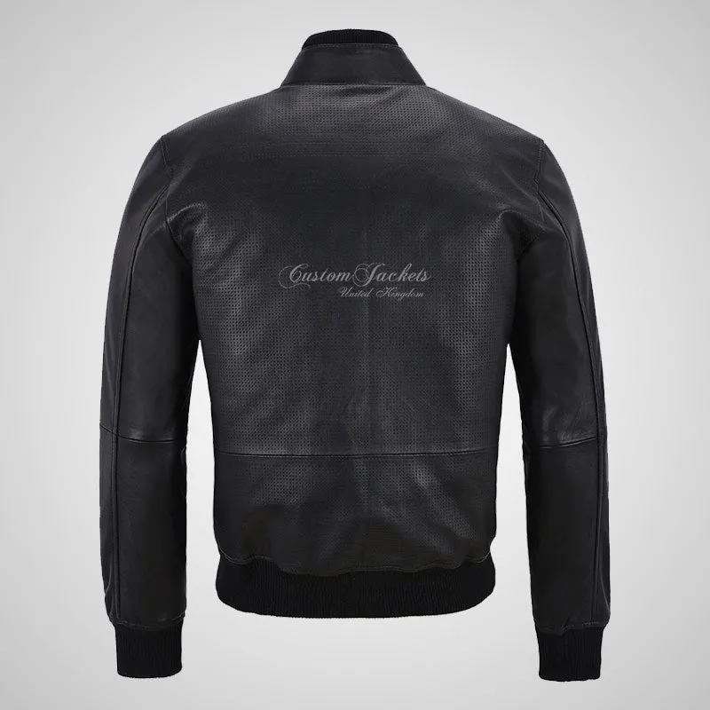 CLARINGTON Perforated Leather Bomber Jacket Soft Leather