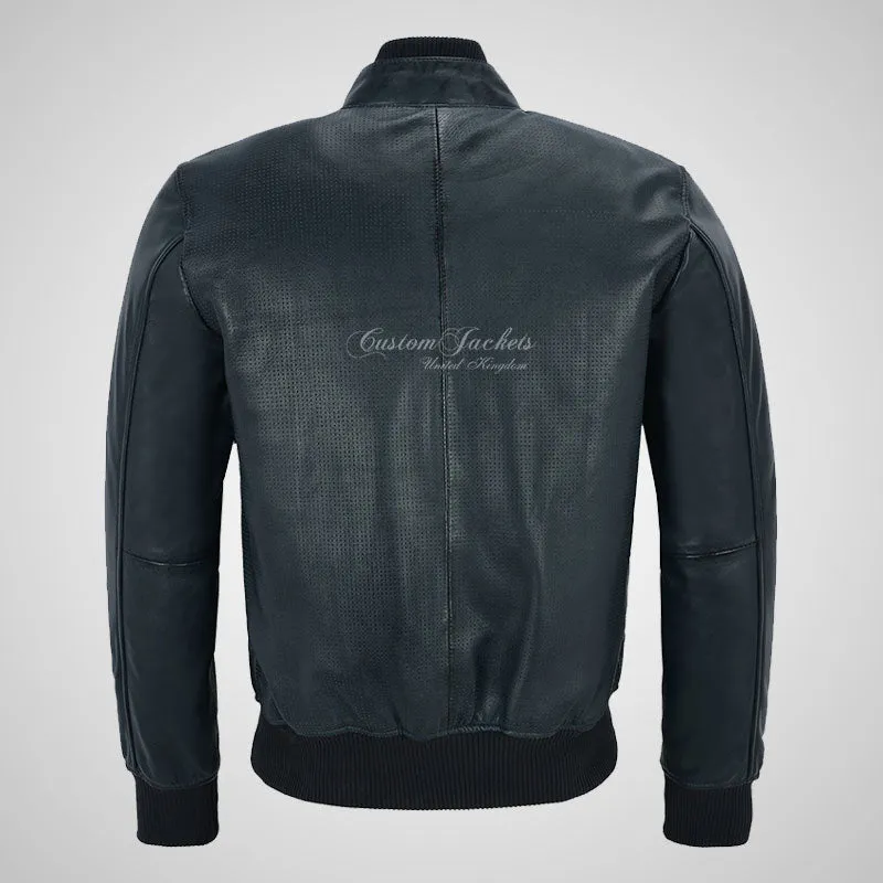 CLARINGTON Perforated Leather Bomber Jacket Soft Leather