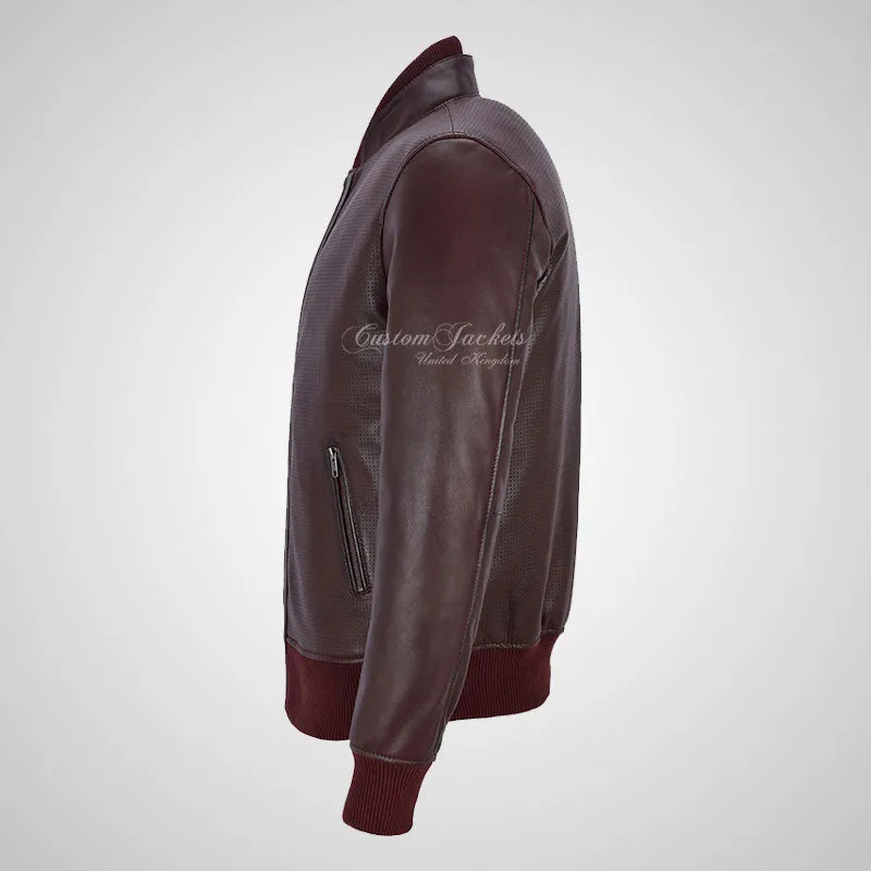 CLARINGTON Perforated Leather Bomber Jacket Soft Leather