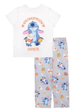 Disney Stitch Pumpkin Spice Women's Pajama Set, Cream