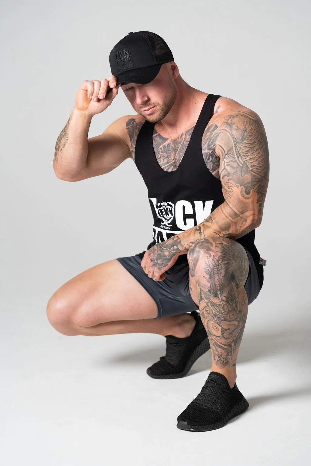FUCK CARDIO | Men's Gym Stringer | Black