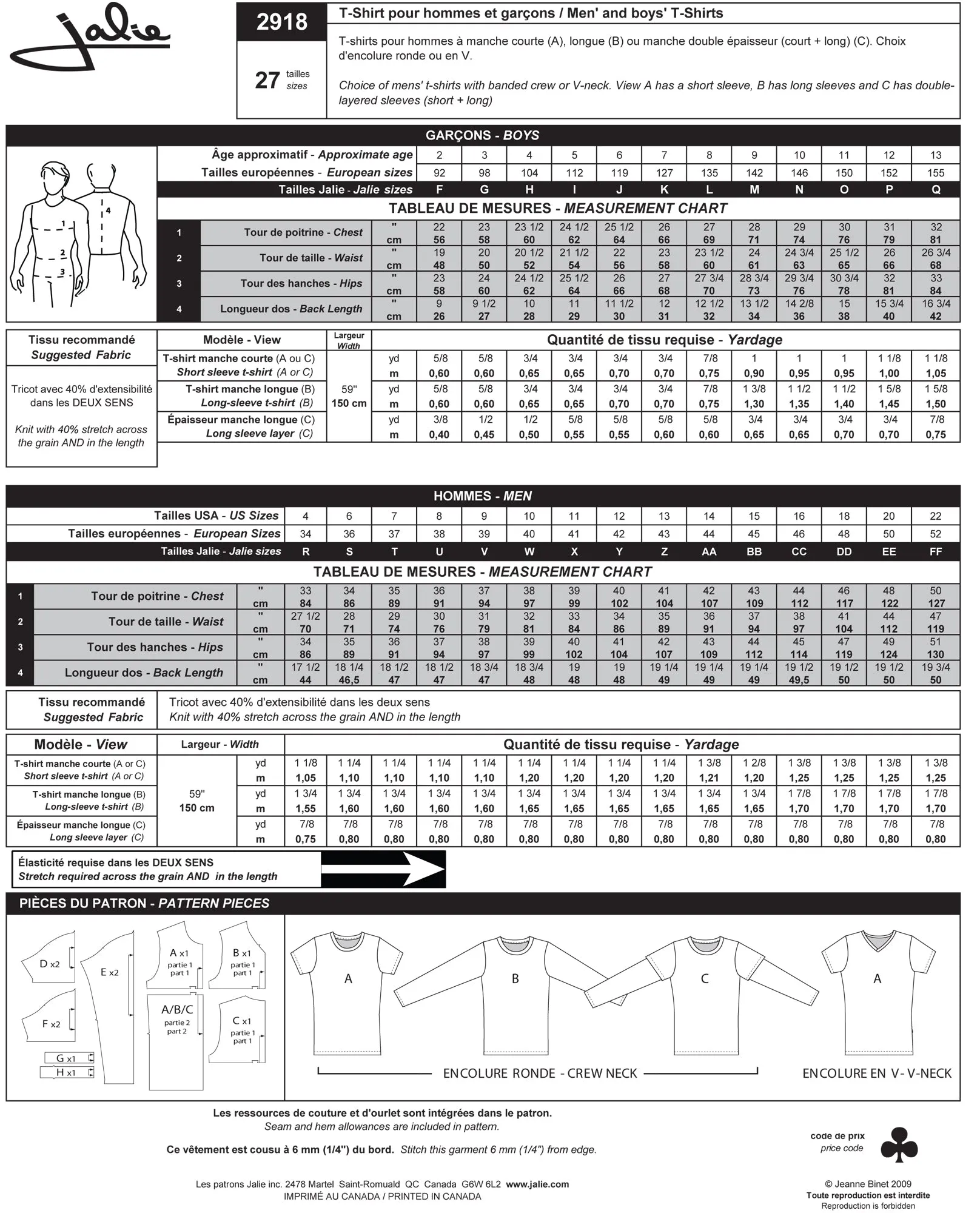 Jalie Pattern 2918 - Men's t-shirts