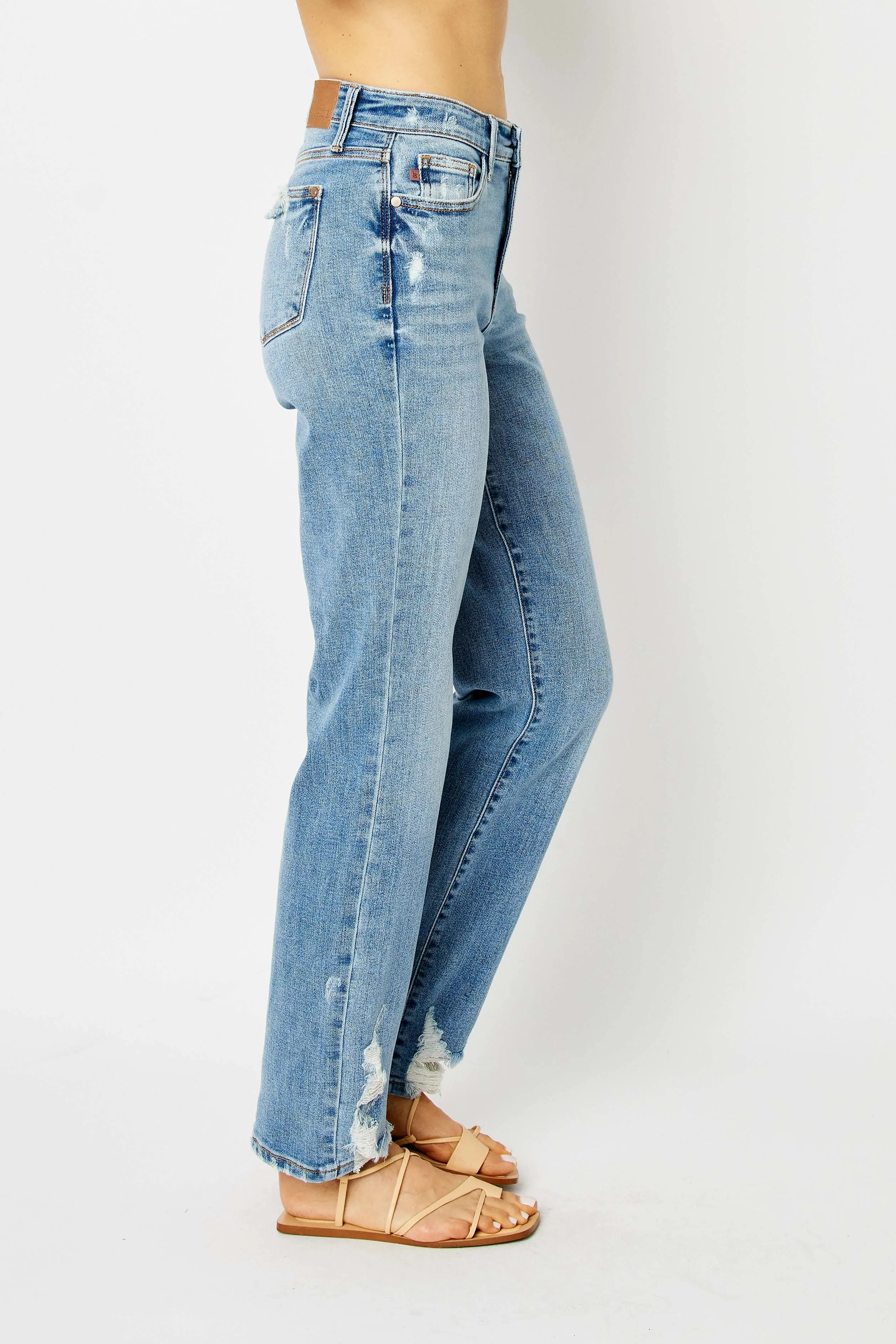 Judy Blue High Waist Straight W/ Heavy Destroy 82470