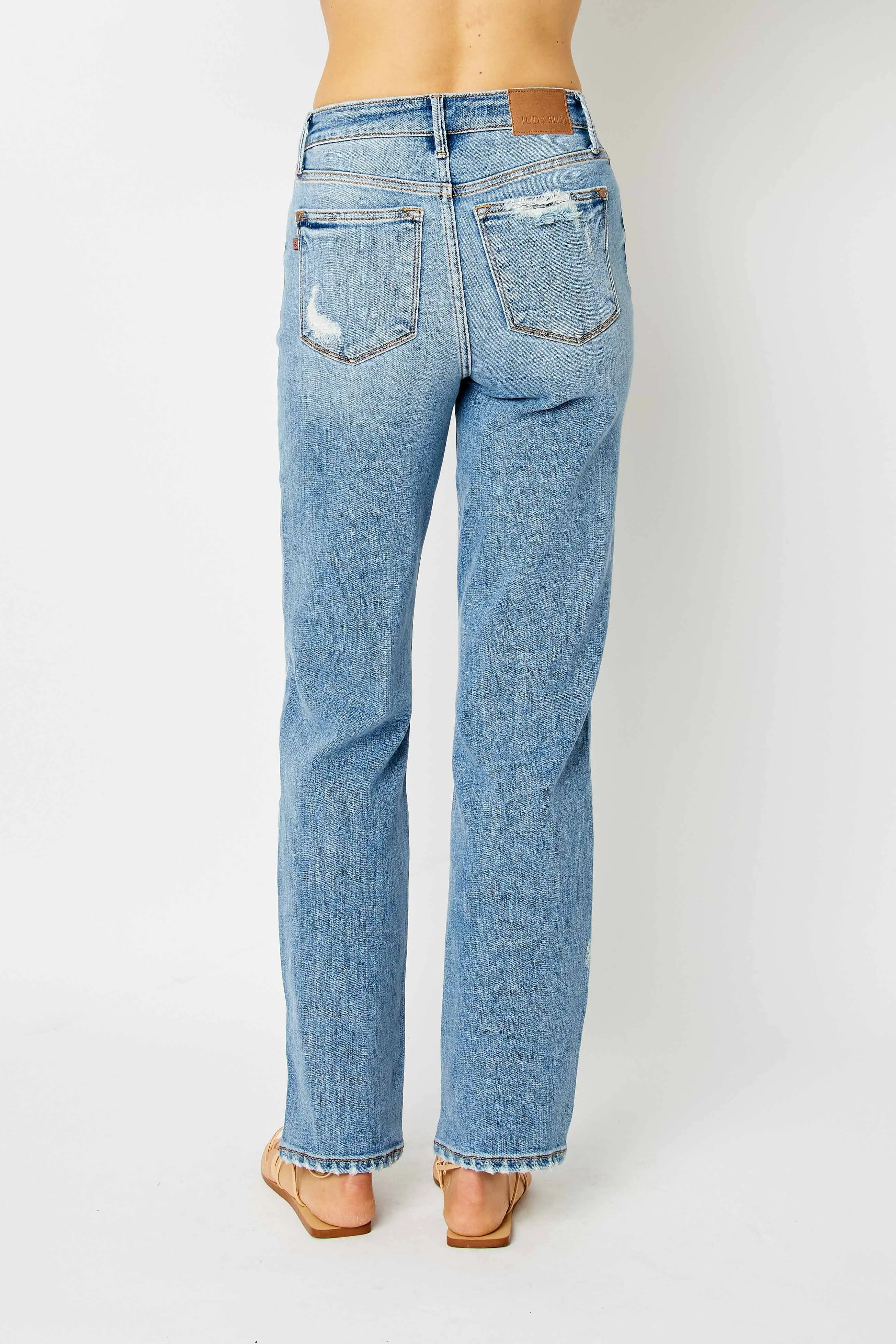 Judy Blue High Waist Straight W/ Heavy Destroy 82470