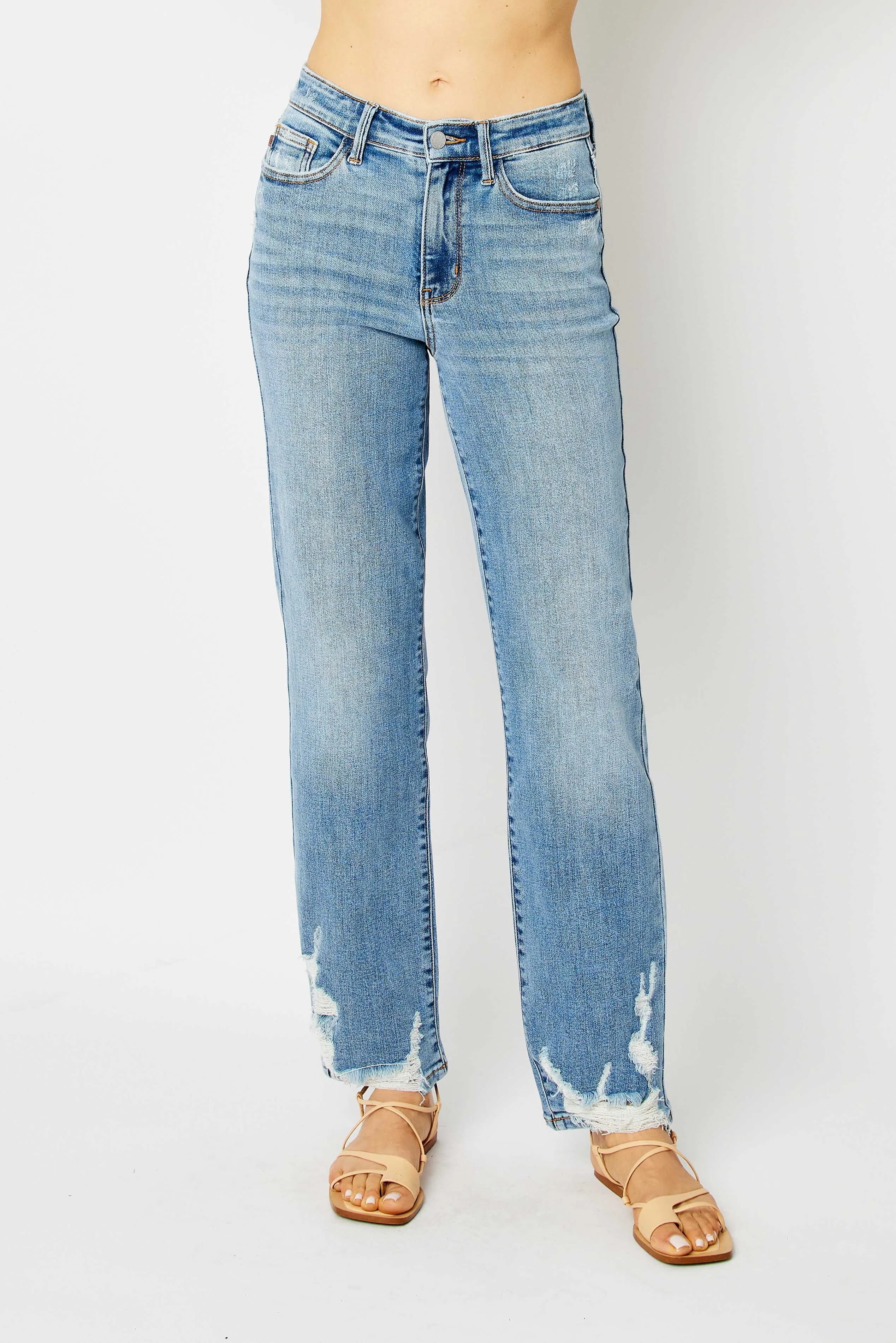 Judy Blue High Waist Straight W/ Heavy Destroy 82470