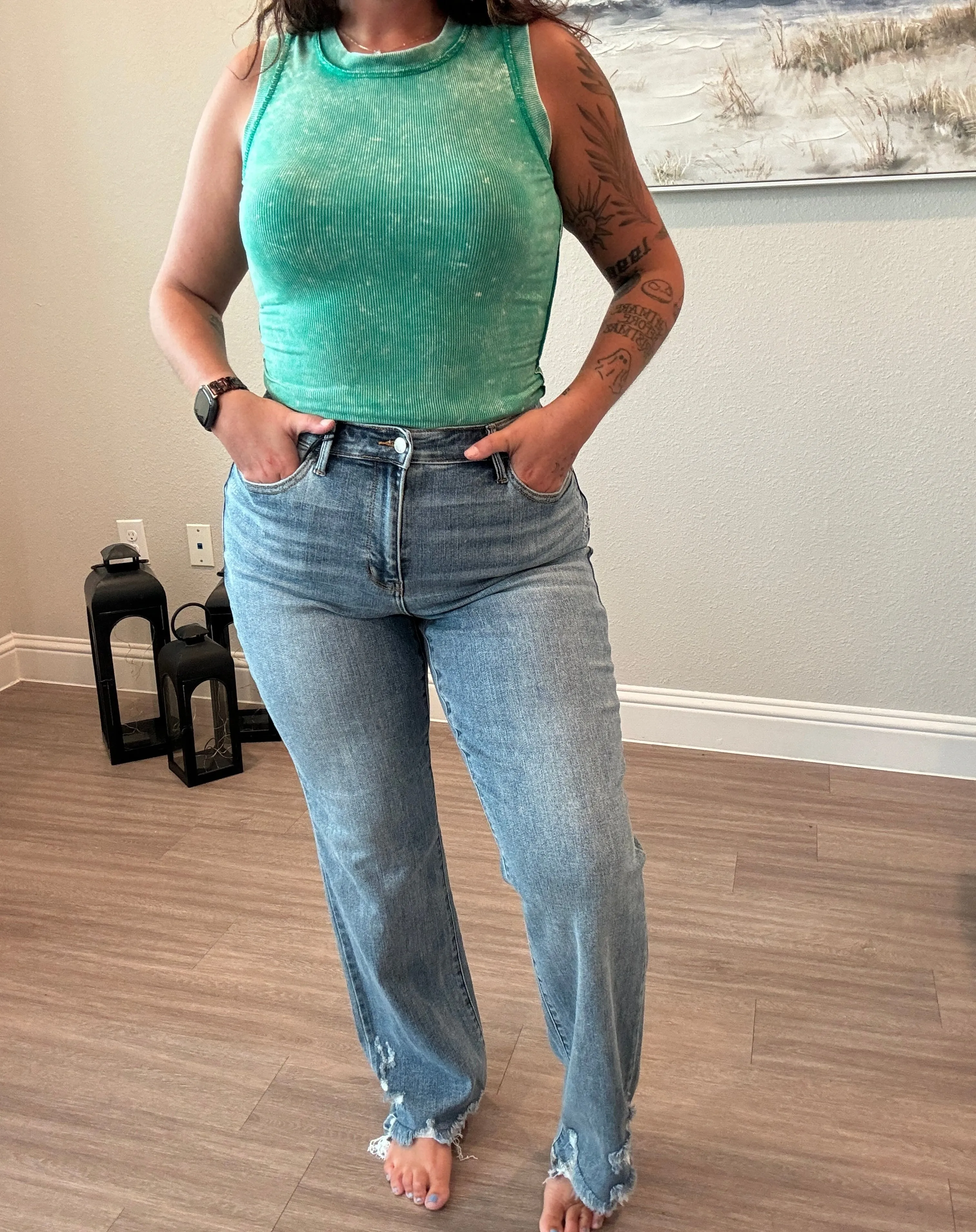 Judy Blue High Waist Straight W/ Heavy Destroy 82470