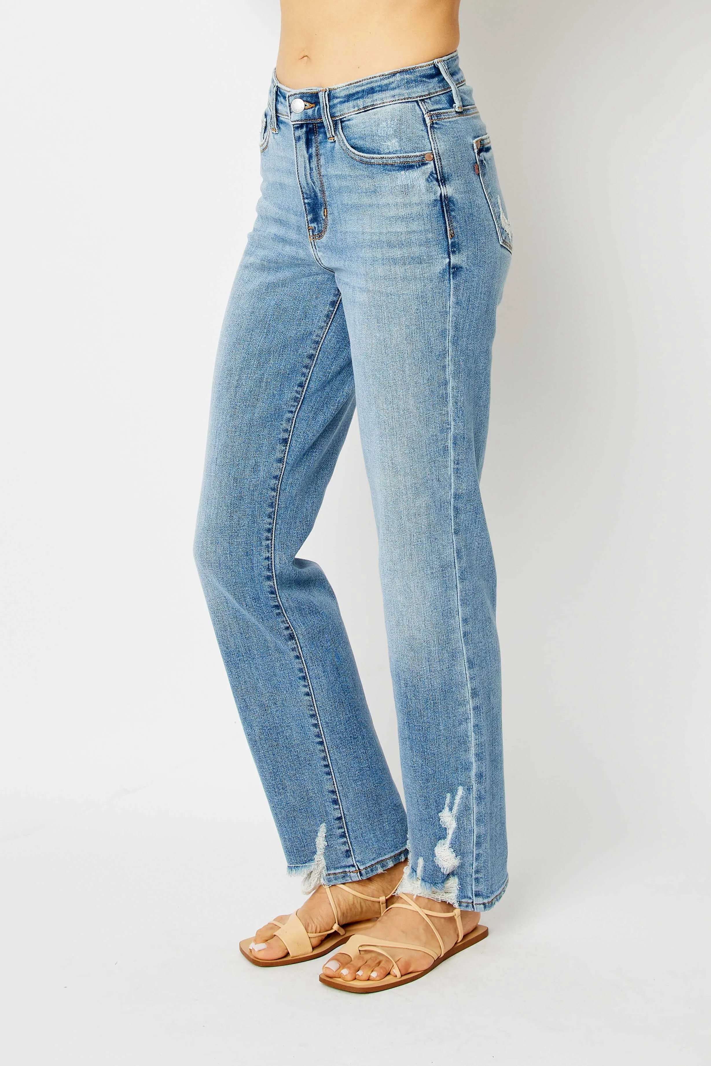 Judy Blue High Waist Straight W/ Heavy Destroy 82470