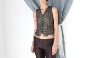 MADE IN ITALY 2000s D&G Metallic Organza Waistcoat Top