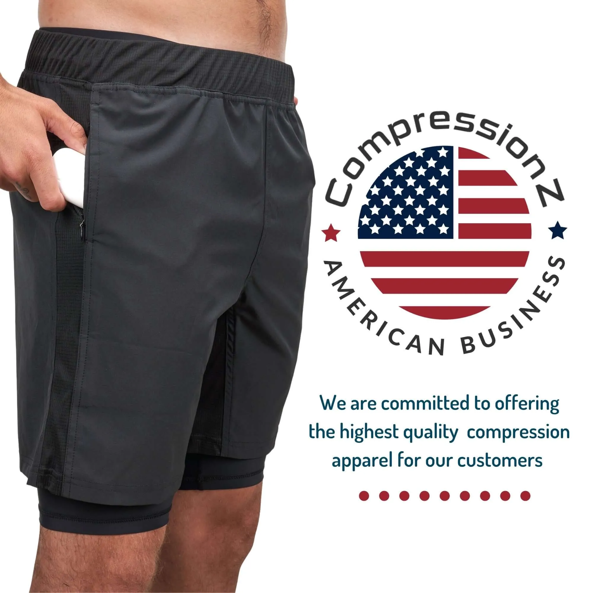Men's 7" Linerless Gym Athletic Shorts - Black