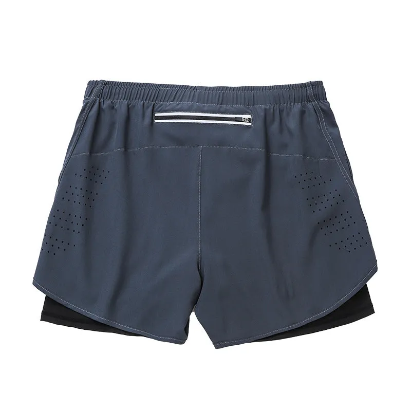 Men's quick-drying breathable fitness double-layer sports shorts
