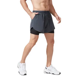 Men's quick-drying breathable fitness double-layer sports shorts