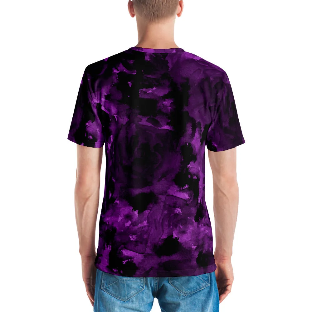 Purple Abstract Men's T-shirt, Regular Fit Designer Short Sleeves Crew Neck Tees For Men