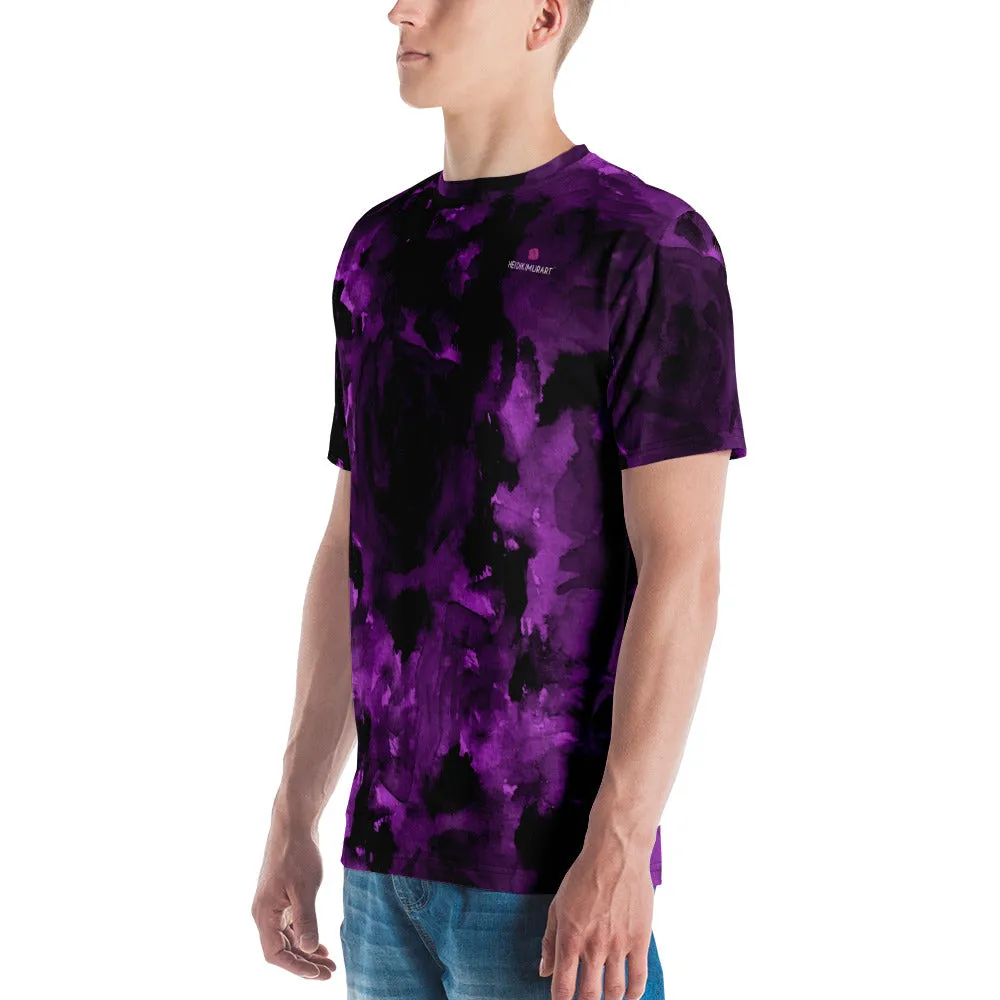 Purple Abstract Men's T-shirt, Regular Fit Designer Short Sleeves Crew Neck Tees For Men