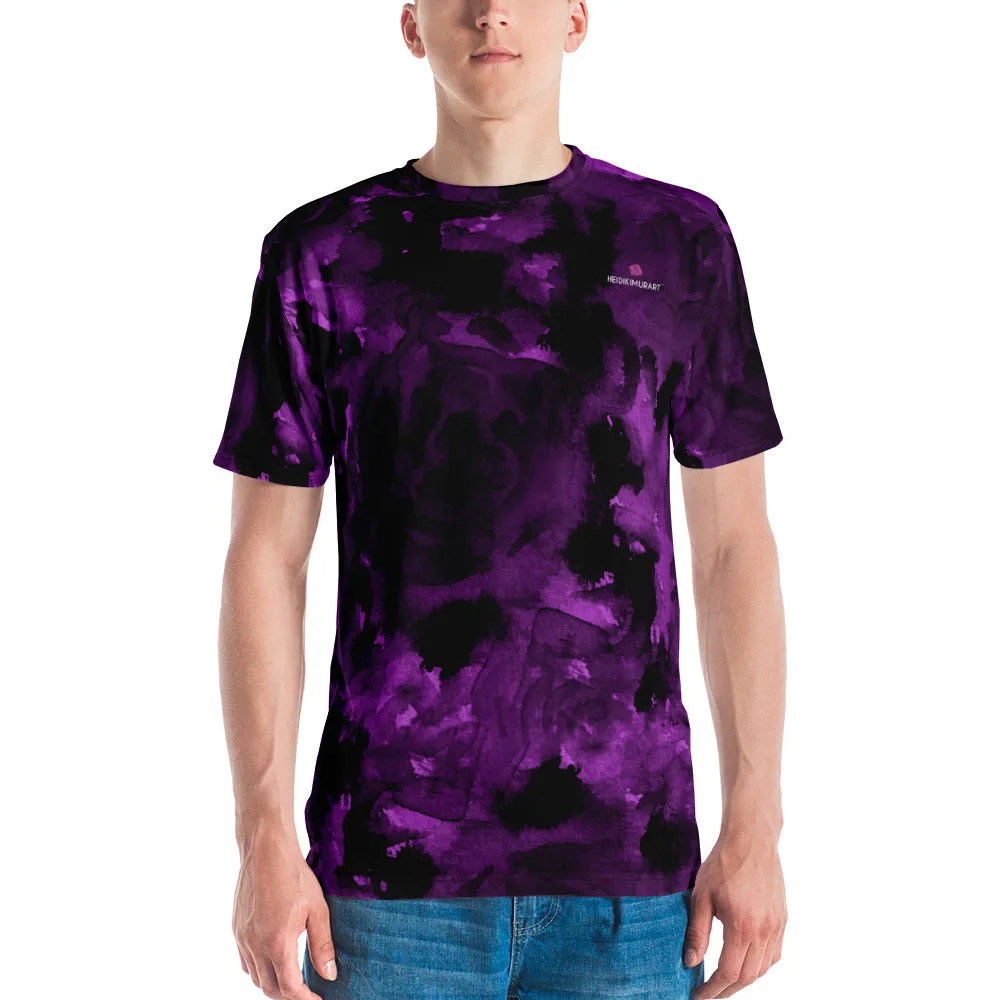 Purple Abstract Men's T-shirt, Regular Fit Designer Short Sleeves Crew Neck Tees For Men