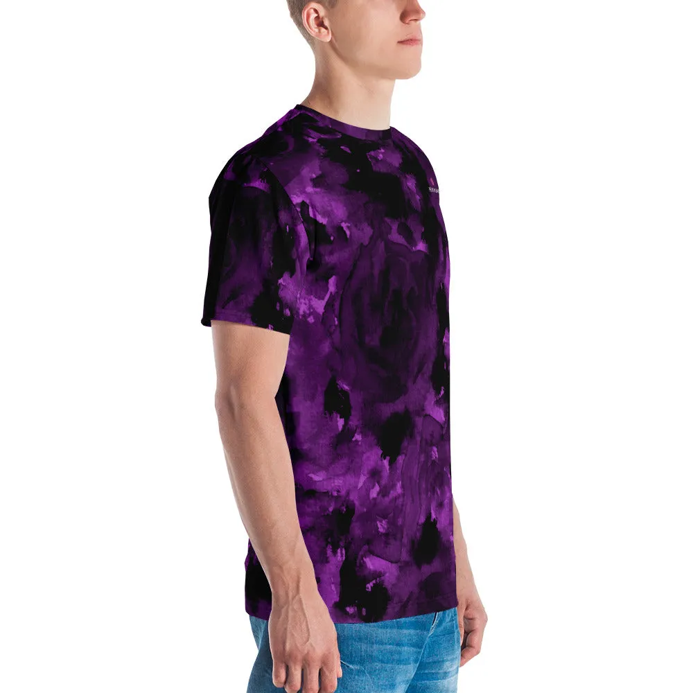 Purple Abstract Men's T-shirt, Regular Fit Designer Short Sleeves Crew Neck Tees For Men