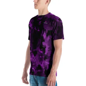 Purple Abstract Men's T-shirt, Regular Fit Designer Short Sleeves Crew Neck Tees For Men