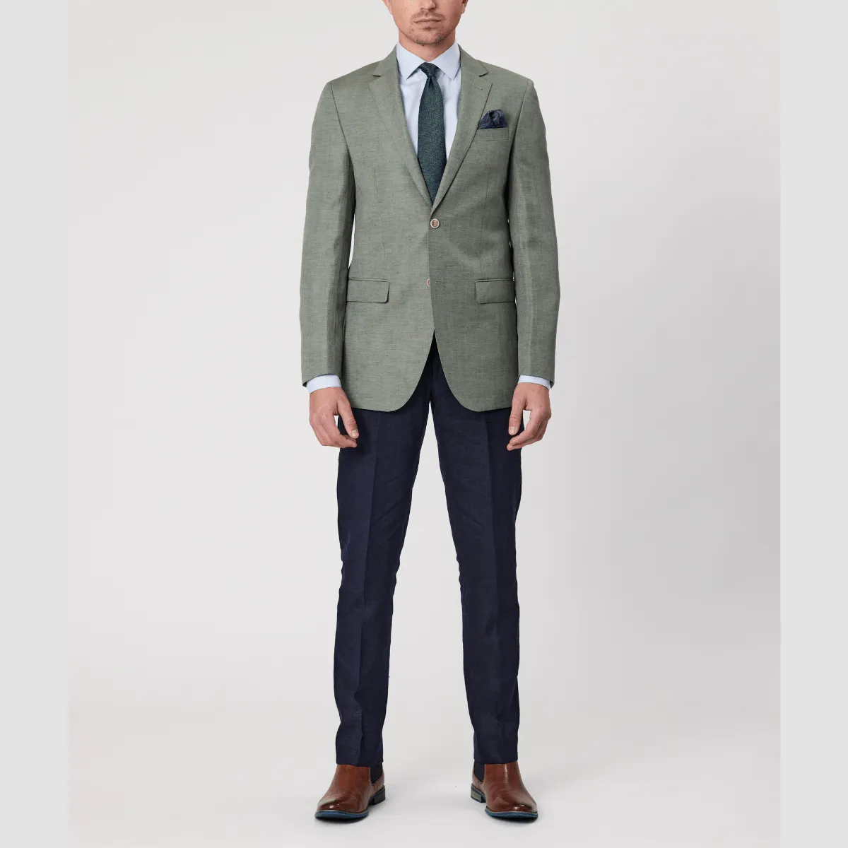 Savile Row Slim Fit Abram Sports Jacket in Green Linen Blend