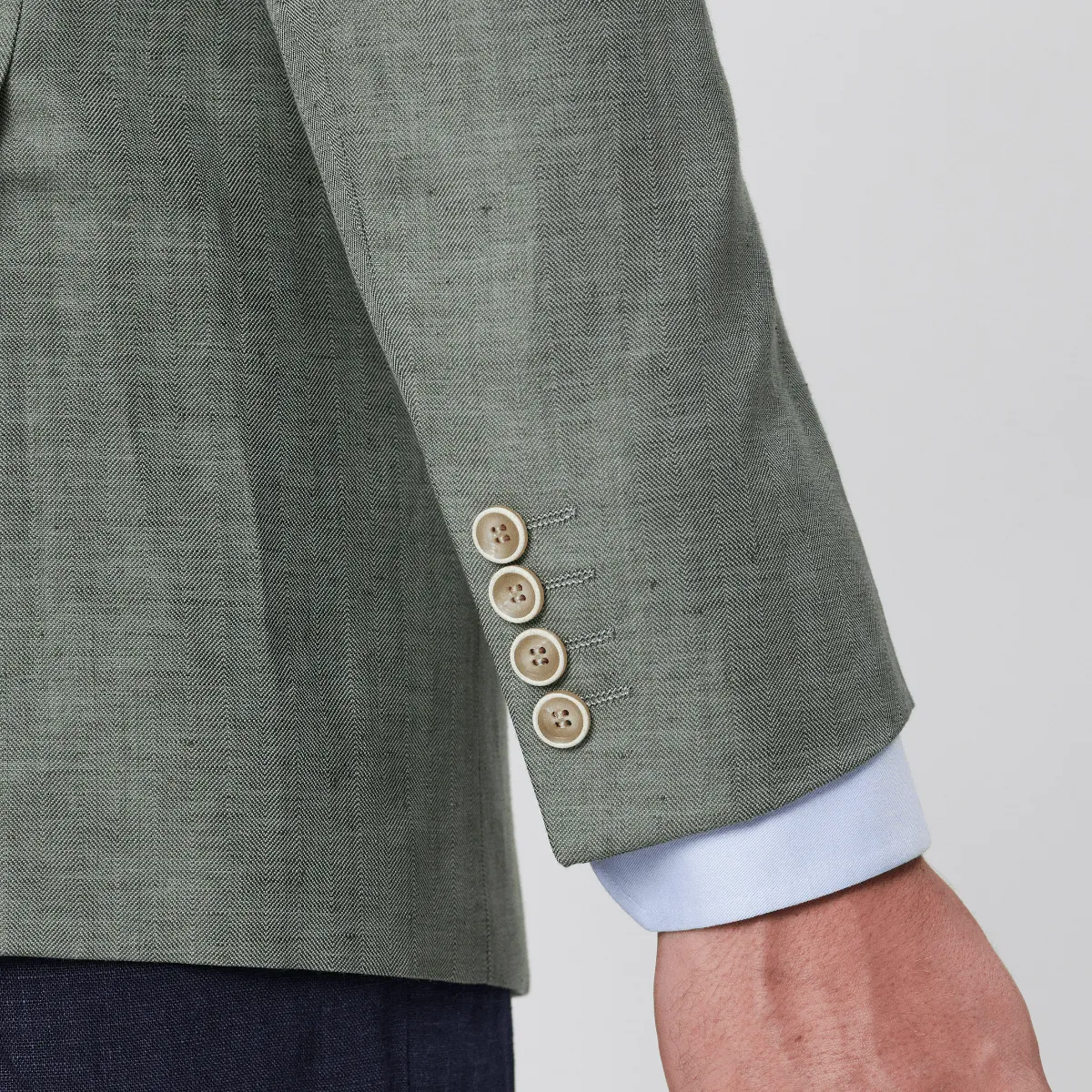 Savile Row Slim Fit Abram Sports Jacket in Green Linen Blend