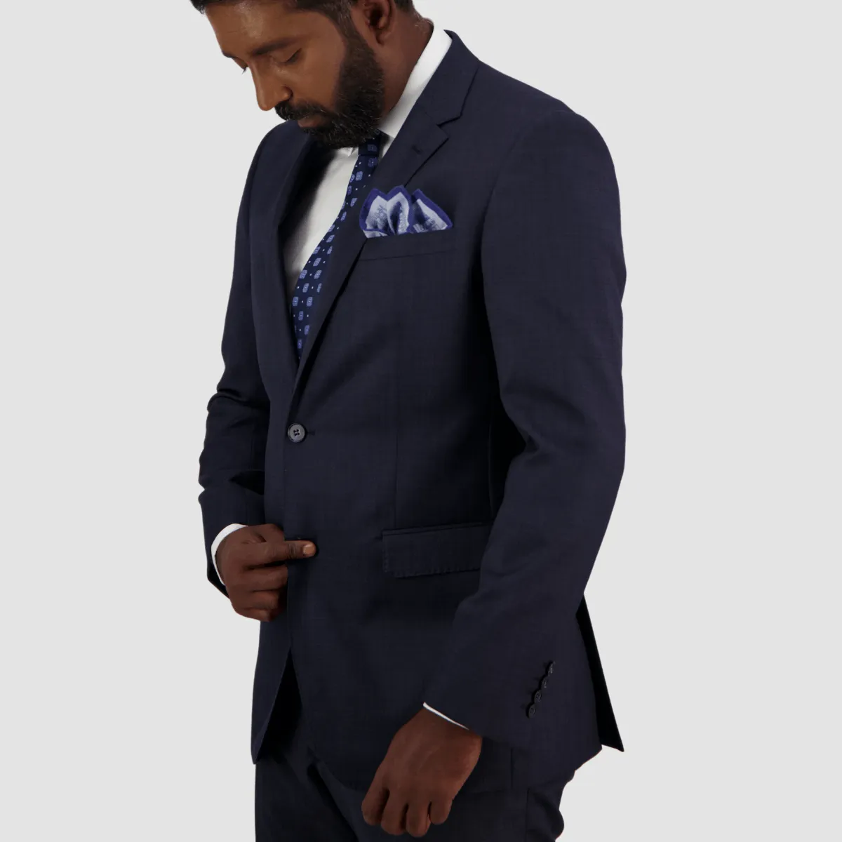 Savile Row Tailored Fit Mens Abram Suit in Navy C2 Pure Wool