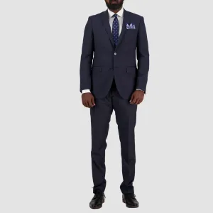 Savile Row Tailored Fit Mens Abram Suit in Navy C2 Pure Wool