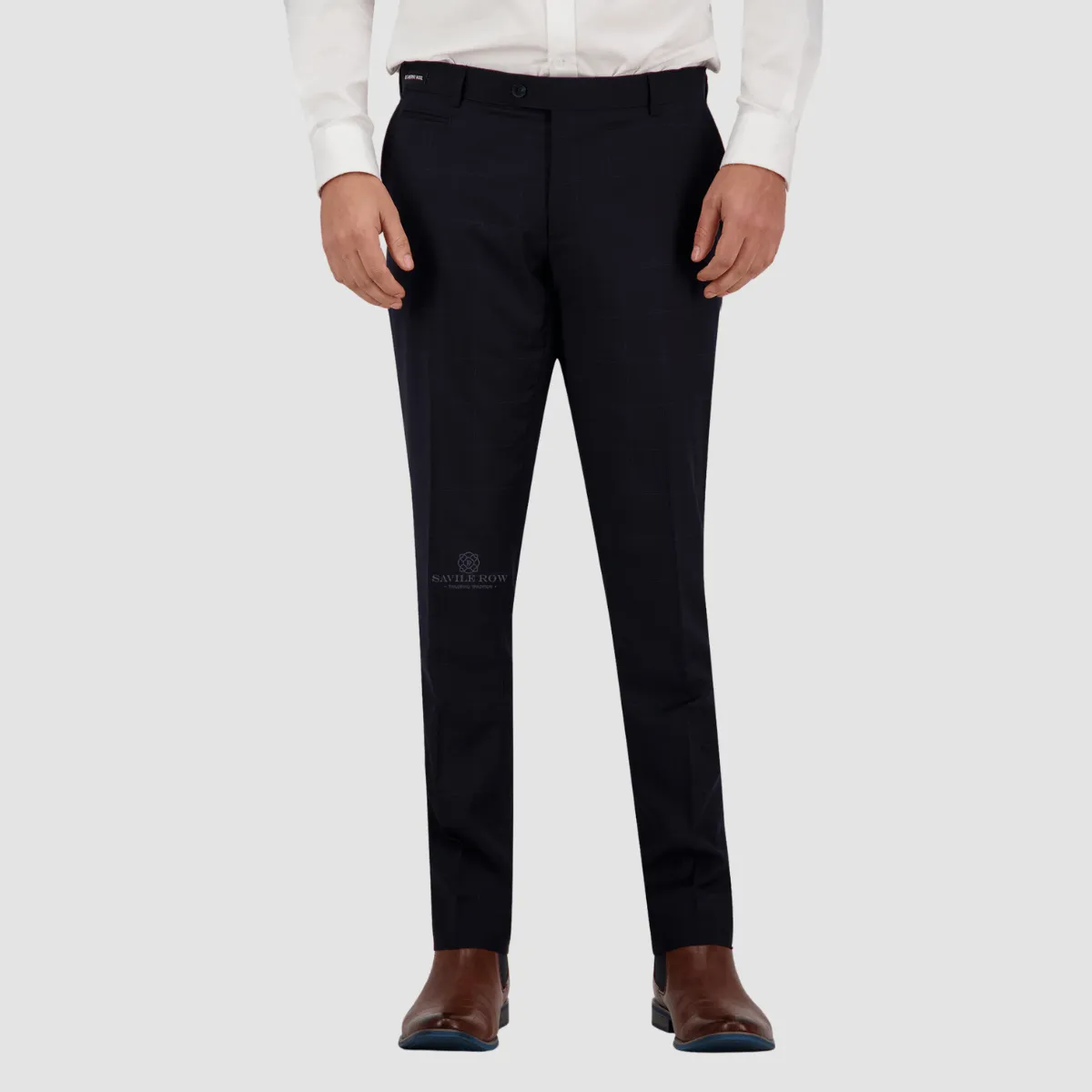 Savile Row Tailored Fit Mens Jesse Trouser in Navy Pure Wool FW7
